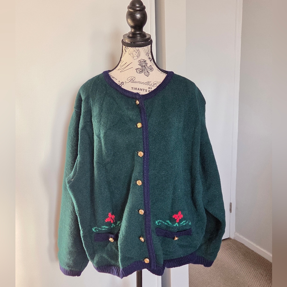 Vintage Kilkenny Irish Wool Cardigan – Made in Ireland – Forest Green